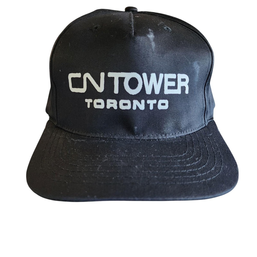 Vintage CN Tower Toronto Canada Black Snapback Hat Cap Souvenir 80s 90s